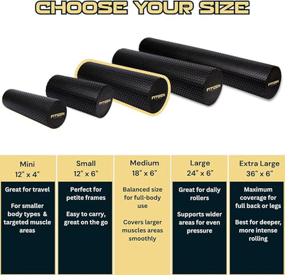 FitNation Foam Roller – High-Density Foam Muscle Roller – Textured Foam Rollers for Muscle Massage, Stretching, Pilates, Yoga