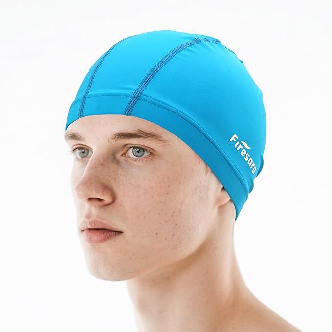 Firesara Fabric Swim Cap, High Elasticity Swimming Cap Keeps Hair Clean Breathable Fit Both Long Hair Short Hair, Swim Caps Woman Girls Men Kids One Size Hat