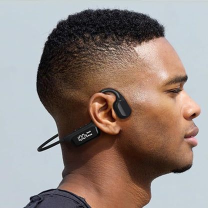 IHAO Swimming Headphones True Bone Conduction Open Ear Headset MP3 Player Built-in 32G Memory IP68 Underwater Waterproof Stereo Bluetooth Earphone for Driving Bicycling Running Skiing-S10 White