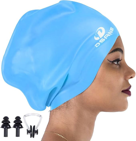 Dsane Extra Large Swimming Cap for Women and Men,Special Design Swim Cap for Very Long Thick Curly Hair&Dreadlocks Weaves Braids Afros Silicone Keep Your Hair Dry