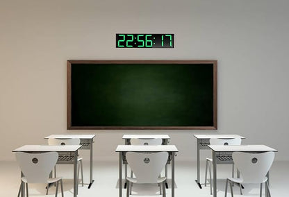 26'' Extra Large Home Gym Timer Clock, Programable Workout Interval Timer, Digital Wall Clock, with 7-Color Night Light, 8 Alarm Clocks, Calendar/Temperature, Countdown & Stopwatch (Green)