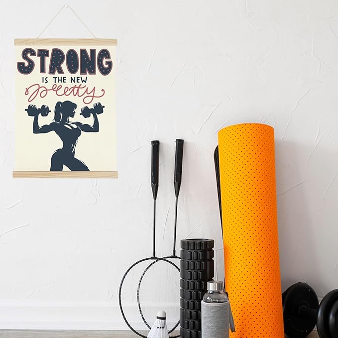 Gym Motivational Posters College Dorm Posters Gifts for Girls Friends Strong is The New Pretty Gym Flag Wall Art Decor Sign for Home Gym Bedroom Office