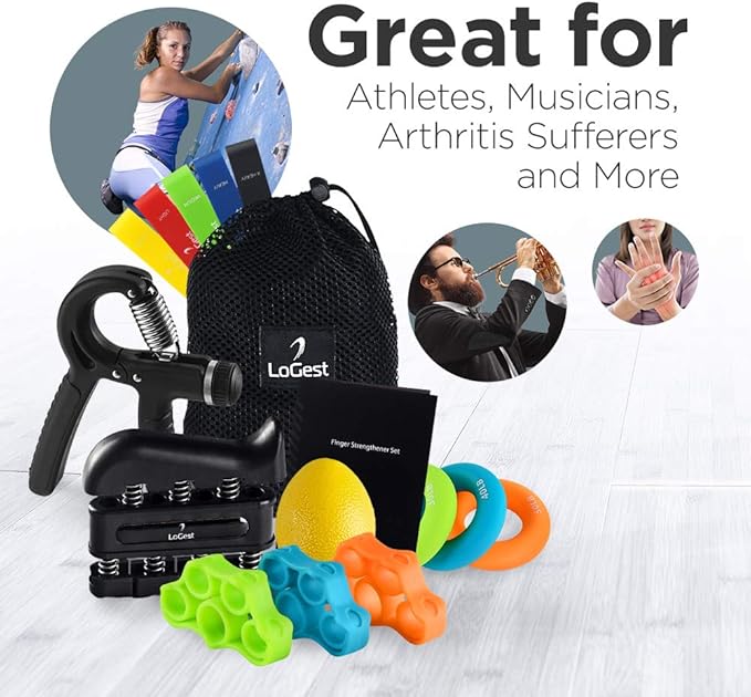 Hand Grip Strengthener Set Forearm Adjustable Resistance Hand Gripper, Finger Exerciser, Finger Stretchers, Grip Rings Hand Exerciser, Stress Relief