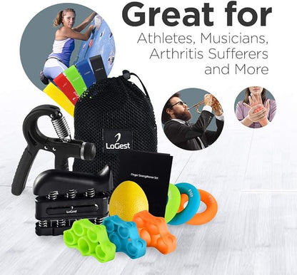 Hand Grip Strengthener Set Forearm Adjustable Resistance Hand Gripper, Finger Exerciser, Finger Stretchers, Grip Rings Hand Exerciser, Stress Relief