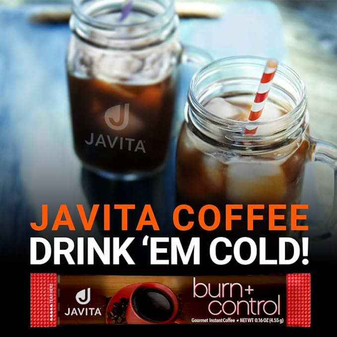 Javita Burn + Control Instant Coffee, Weight Management Herbs: Garcinia Cambogia & Yerba Mate, Slimming Coffee with Help of Exercise, Keto, Dieters Drink, 4 box / 24 (4.55g Sticks), 96 Count