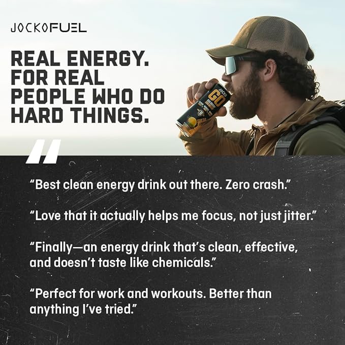 Jocko GO Energy Drink - Keto, Vitamin B12, Vitamin B6, Electrolytes, L Theanine, Magnesium- Energy Boost, Sugar Free Nootropic Monk Fruit Blend - 12 Pack (Iced Tea - Lemonade)