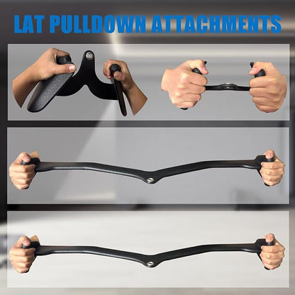 LAT Pulldown Attachments, LAT Bar Cable Machine Attachment,T-bar V-bar, LAT Pull Down Bars, Back Tricep Bar Strength Training Handle for Home Gym Fitness