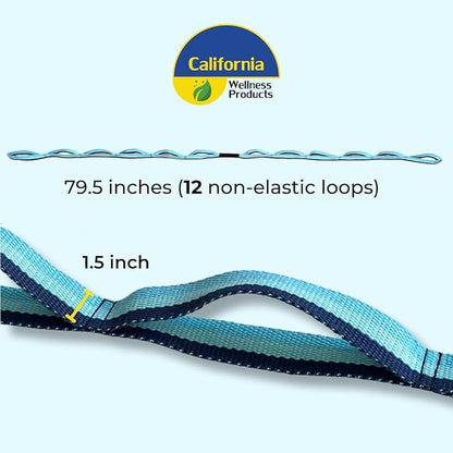 California Yoga Strap | Yoga Belt with Loops | 12 Multi Loop & Non-Elastic | Stretching Strap | Gym Workout & Exercise Bands | Physical Therapy | Improves Sitting Posture for Women & Men