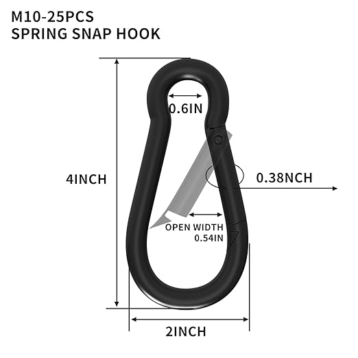 25PCS 4" Hevy Duty Carabiner Clips,M10 Spring Snap Hooks Large Carabiners Galvanized Steel Qiuck Link Clip 770LBS Holding Capacity Keychain Buckle for Outdoor Hiking Camping hammocks Dog leashes