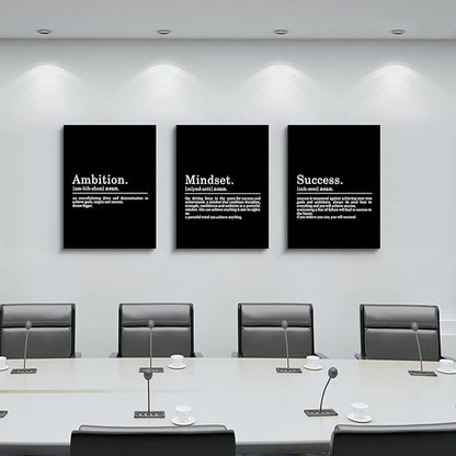 Inspirational Canvas Painting Wall Art -EPHANY ART - Mindset Quotes Prints, Motivational Wall Art Success Framed Entrepreneur Poster Positive Quotes Wall Poster for Home Office Workplace (M-3pcs,20x30inchx3pcs)