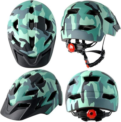 Kids Bike Helmet,Bavilk Kids Boys Girls Bike Helmets with LED Light Detachable Visor Children Youth Teen Multi-Sport for Skating Cycling Scooter Skateboard Adjustable & Lightweight 19.7"-22.4"