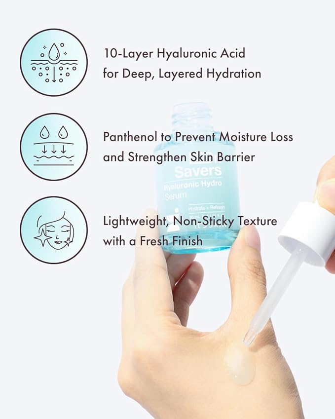 IT’S SKIN Dr.Savers Hyaluronic Acid Hydro Serum 1.01 fl.oz, Deep Hydration Moisturzing Serum with Hyaluronic Acid and Panthenol, Lightweight Non Sticky Moisturizer for Sensitive Skin, Korean Skincare