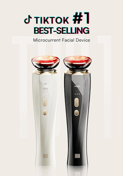INIA 3-in-1 Red Light Therapy for Face and Neck Facial Massager True Beauty Glow Device, Lifting & Firming Skincare Tool