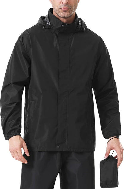 iCreek Men's Rain Jacket Lightweight Waterproof Packable Rain Shell Jacket Raincoat with Hood Windbreaker for Cycling, Golf