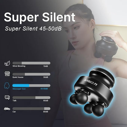 HYAKO F1 4-Heads Handheld Electric Deep Tissue Body Massager – Portable Orbital Professional Muscle Massager Tool for Easing Shoulder and Back Tension and Chiropractic Tool for Myofascial Release