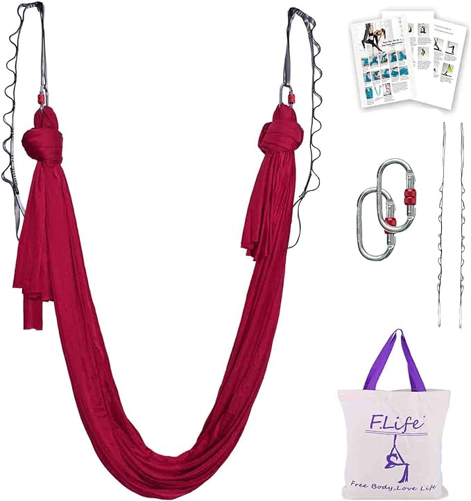 F.Life Aerial Silk Yoga Hammock & Swing for yoga Inversion,Strength training,starter hardware kit
