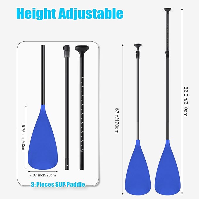 2 Set of 3 Pieces Sup Paddle Board Paddle Kayak Adjustable Stand up Oar Aluminum Alloy Lightweight Replacement Paddleboard Detachable Aluminum Alloy Shaft for Surfing Fishing