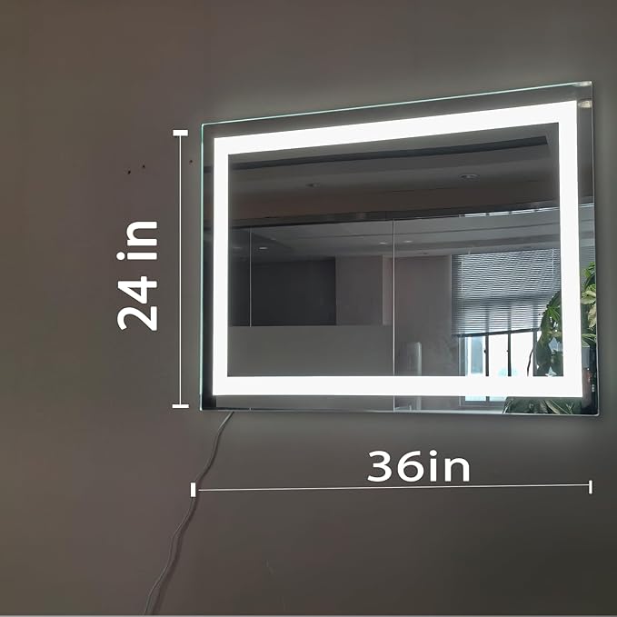 Led Mirror for Bathroom 36X24 inch Vanity Mirror 6000K Super