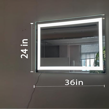 Led Mirror for Bathroom 36X24 inch Vanity Mirror 6000K Super