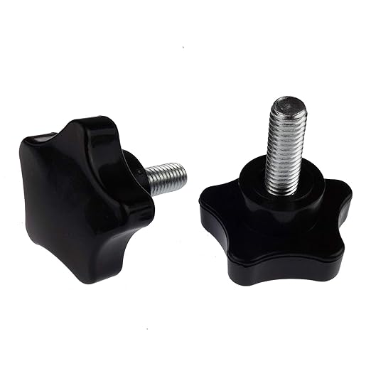 2 Pack Black 8mm(M8) Thread Replacement Star Hand Knob Tightening Screw (M8 x 20mm)
