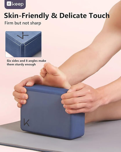 KEEP Yoga Block, High-Density EVA Foam 2 Pack Yoga Block with Non-Slip Textured Surface, Supportive, Lightweight - Ideal for Yoga, Pilates, and Stretching Exercises