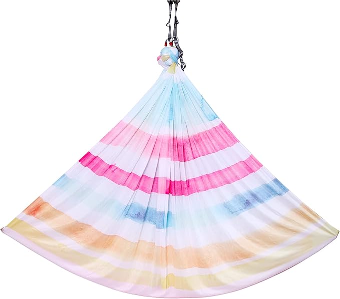 F.Life Aerial Yoga Hammock kit- Yoga Swing Multicolor 5 yards-Flying Yoga Include Daisy Chain,Carabiner and Pose Guide