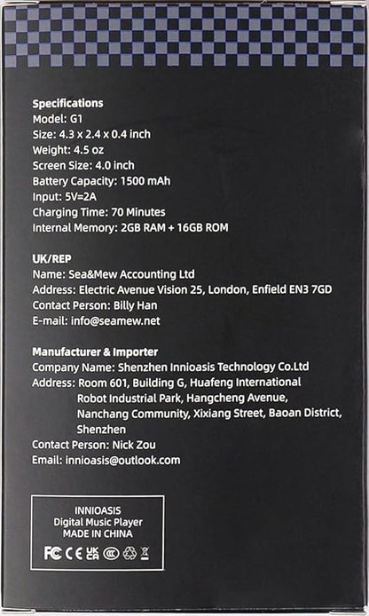 innioasis 80GB MP3 Player with Bluetooth and WiFi, MP3 Player for Kids with Spotify, Spotify Kids, Pandora, Audible, 4.0" Touch Screen Music Player with Parental Controls, Up to 1TB (White+ Purple)