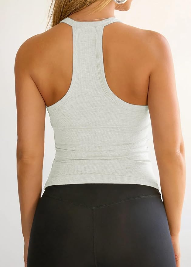 iGENJUN Workout Tops for Women Racerback Basic Tank Summer 2025 Camisole V Neck Slim Fit Ribbed Sleeveless