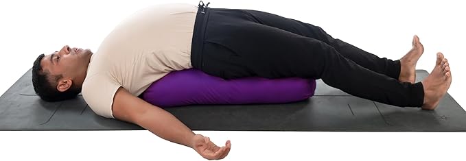 Yogikuti Iyengar Yoga Bolster for Restorative Yoga and Meditation – Lightweight Cotton Support Pillow with Handle for Easy Carry, Versatile for Pose Modification, Balance, Back Relief, and Relaxation