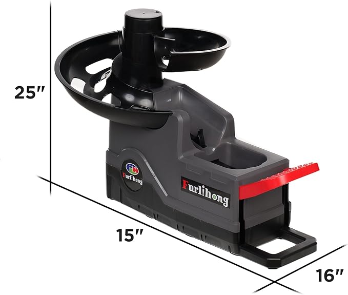 Furlihong 691BH Baseball Softball Toss Machine, Foot-Operated, No Power Needed, 4 Adjustable Gears, Includes 2 Ball Chutes, 1 PU Baseball & 1 PU Softball