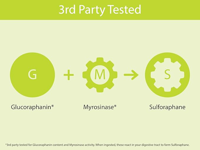 KOYAH Organic Broccoli Sprout Capsules – Freeze-Dried Whole Broccoli Sprouts – 3rd Party Tested for Active Myrosinase & Glucoraphanin (Sulforaphane Glucosinolate) - 60 Capsules
