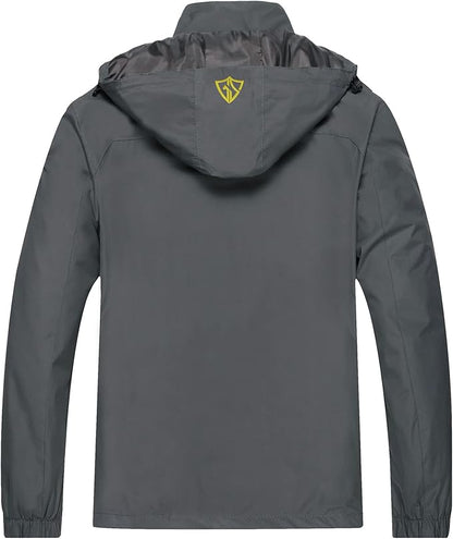 GIISAM Mens Windproof Jacket Waterproof Lightweight Mountain Sport Jacket for Men Hooded Windbreaker Raincoat