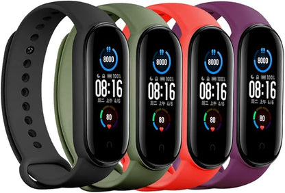 LeongLzt(4/5/8 PACK) Xiaomi Mi 5/6/7 Strap/Amazfit Band 5/6 Replacement Bands for Mi Band 5/6/7 SmartWatch Bands & Amazfit Band 5/6, Skin-Friendly Soft & Flexible Silicone Straps for Male and Female