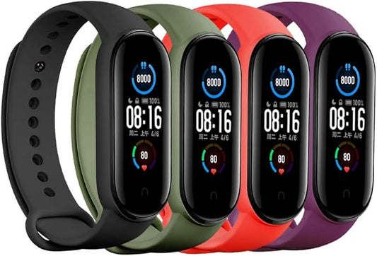 LeongLzt(4/5/8 PACK) Xiaomi Mi 5/6/7 Strap/Amazfit Band 5/6 Replacement Bands for Mi Band 5/6/7 SmartWatch Bands & Amazfit Band 5/6, Skin-Friendly Soft & Flexible Silicone Straps for Male and Female