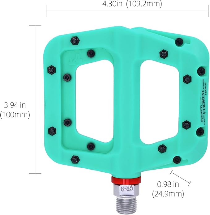 FOOKER MTB Pedals Mountain Bike Pedals 3 Bearing Non-Slip Lightweight Nylon Fiber Bicycle Platform Pedals for BMX MTB 9/16"