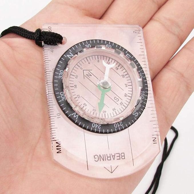 1Pc Black Hiking Backpacking Camping Compass Orienteering Compass