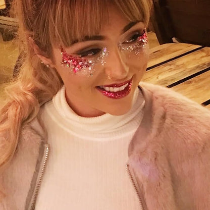 Go Ho Red Face Body Glitter,Singer Concerts Red Face Paint Glitter Makeup,Holographic Chunky Sequins Glitters for Eye Lip Hair Nails,Festival Rave Accessories,52g