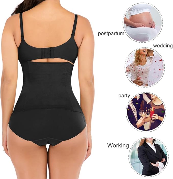 FUT Women's Waist Trainer Shapewear Tummy Control Waist Cincher Slim Body Shaper Postpartum Belly Band Wrap