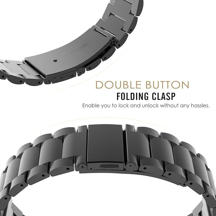 Compatible for Onaneag Smart Watch Band, 22mm Quick Release Stainless Steel Metal Replacement Straps Compatible for Onaneag P110, Ddidbi, Paukila P114, Nihemin 1.96 Watch, Haulvean JX629 Watch