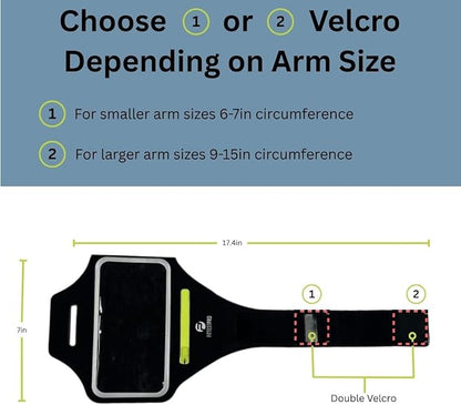 Fittest Pro Running Armband with AirPods Pocket – Water Resistant Phone Holder for iPhone 16 15 14 13 Pro Max, Galaxy S25 S24 S23, Fits Phones Up to 6.9", with Zipper Key/Card Slot
