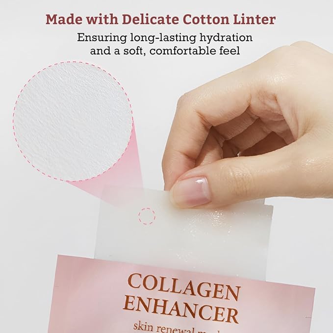 LEADERS Collagen Enhancer Skin Renewal Mask – Boosts Elasticity, Firmness & Hydration for a Plump – Hydrating Face Mask with Hydrolyzed Collagen, Plant Extracts, & Moisture-Rich Formula – 10 Sheets
