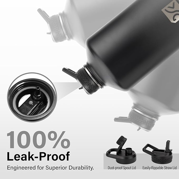 1 Gallon Water Bottle Insulated | Thickened Stainless Steel Vacuum Metal Water Jug | Portable Sports Large for Gym and Hiking with Straw, Carrier Bag, Handle Strap | BPA-Free 128 oz