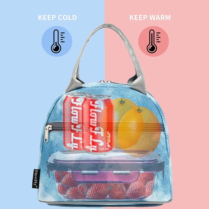 FlowFly Insulated Lunch Cooler Bag - Tote Bag Organizer for Women/Men, Tie Dye