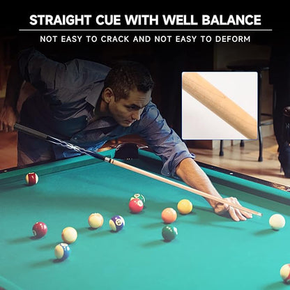 GSE Games & Sports Expert 58" 2-Piece Canadian Maple Hardwood Billiard Pool Cue Sticks for Men/Women, House or Commercial/Bar Use (Several Colors, Weight 18oz, 19oz, 20oz, 21oz Available)