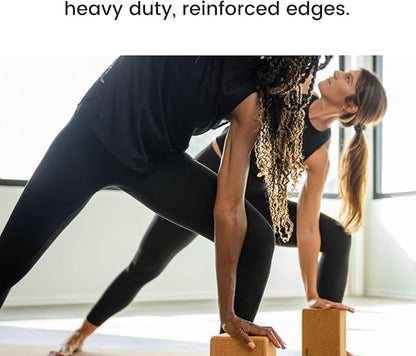 Premium Cork Yoga Blocks - Extra Large Yoga Block 2-Pack or Extra Tall 1-Pack for Inflexible Yogis | Natural, High-Density Cork for Superior Support & Stability | Optional Yoga Strap & Gift Box