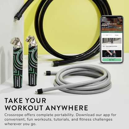 Crossrope Get Strong Set - Weighted Jump Ropes for Strength Training - Improve Power and Endurance in a Fun Jump Rope Workout - 1LB and 2LB Ropes with Power Handles