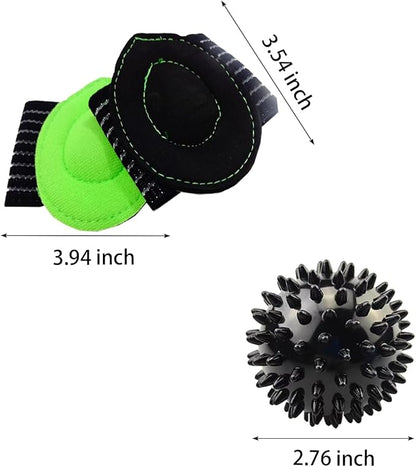 Gradient Fitness Therapy Stretching Belt, 12 Circle Multi Ring Stretching Belt (1.5 inches wide x 86.6 inches long), Therapy Equipment, Yoga Stretcher Strap,Leg Stretcher. Equipped with arch foot pads and pointed massage balls(BLACK)