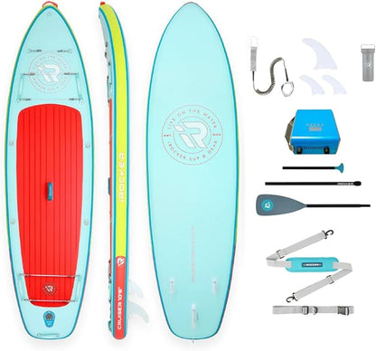 iROCKER Cruiser 7.0 Inflatable Stand Up Paddle Board Premium SUP and Accessories - Beginner Friendly - Extra Wide Base - Tandem Capable