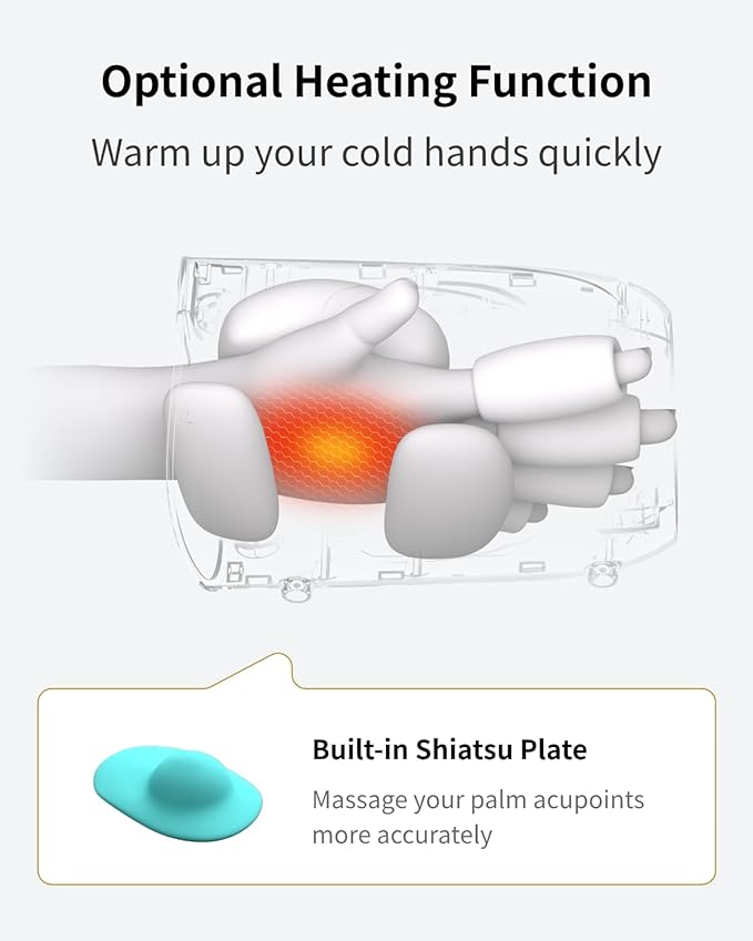 FIT KING Cordless Hand Massager with Compression & Heating, Fingers Wrap Massage for Arthritis Pain and Carpal Tunnel, Large Space for Both Men and Women (Black)