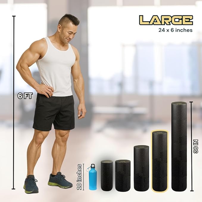 FitNation Foam Roller – High-Density Foam Muscle Roller – Textured Foam Rollers for Muscle Massage, Stretching, Pilates, Yoga